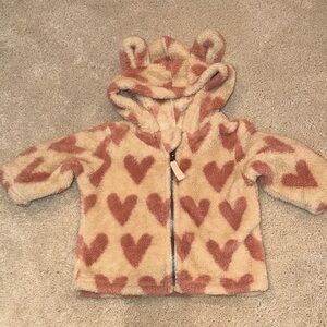 Hanna Anderson Heart Fuzzy Hooded Jacket